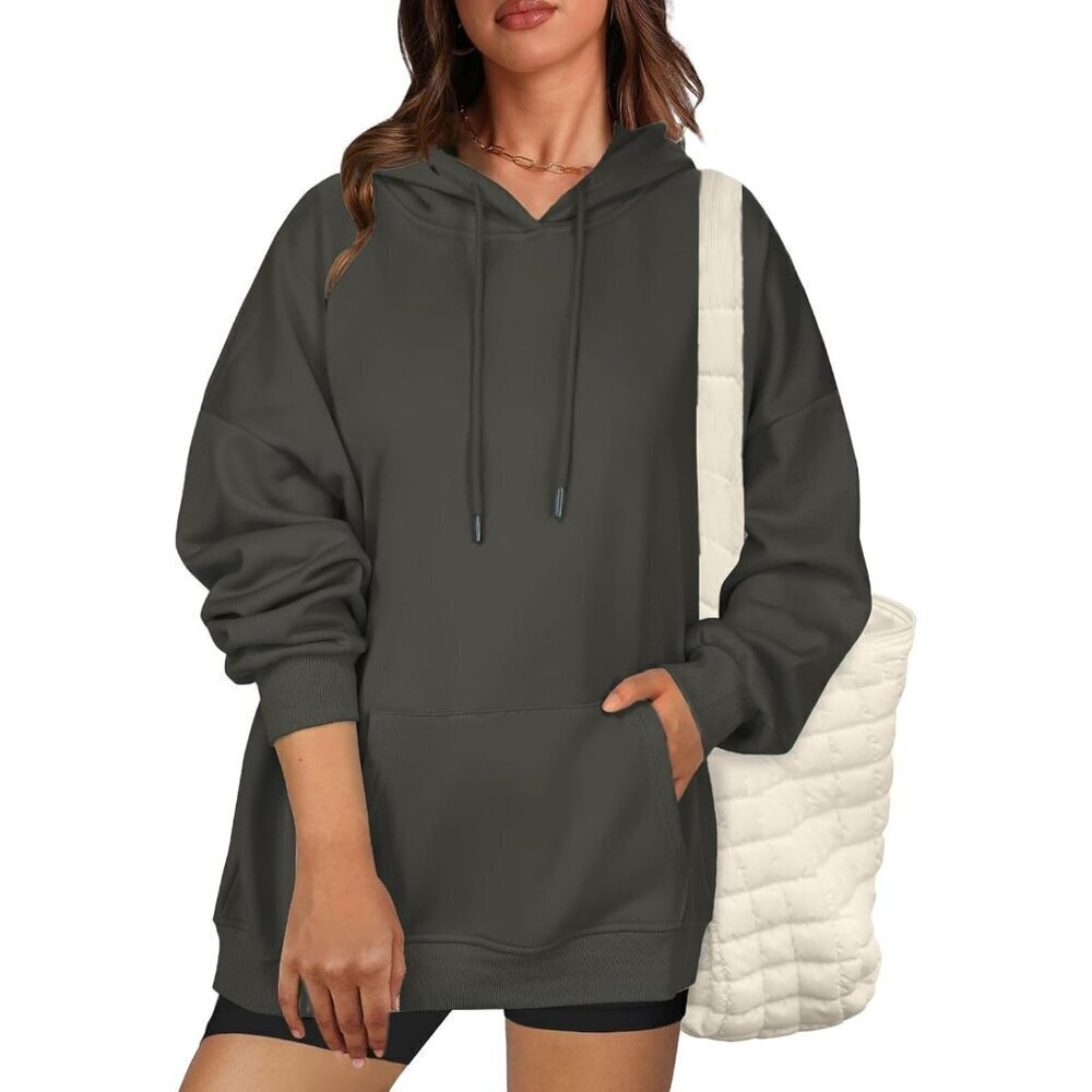 🆕 Women Grey Pullover Sweatshirts Long Sleeve Fall Winter Coat Fleece Hoodies